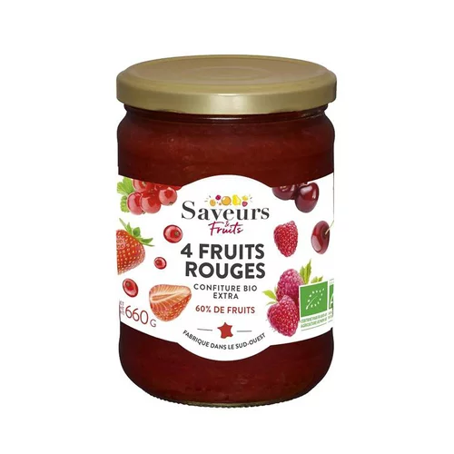 Nature pour le jardin:Confiture Extra de 4 fruits rouges bio - 660 g