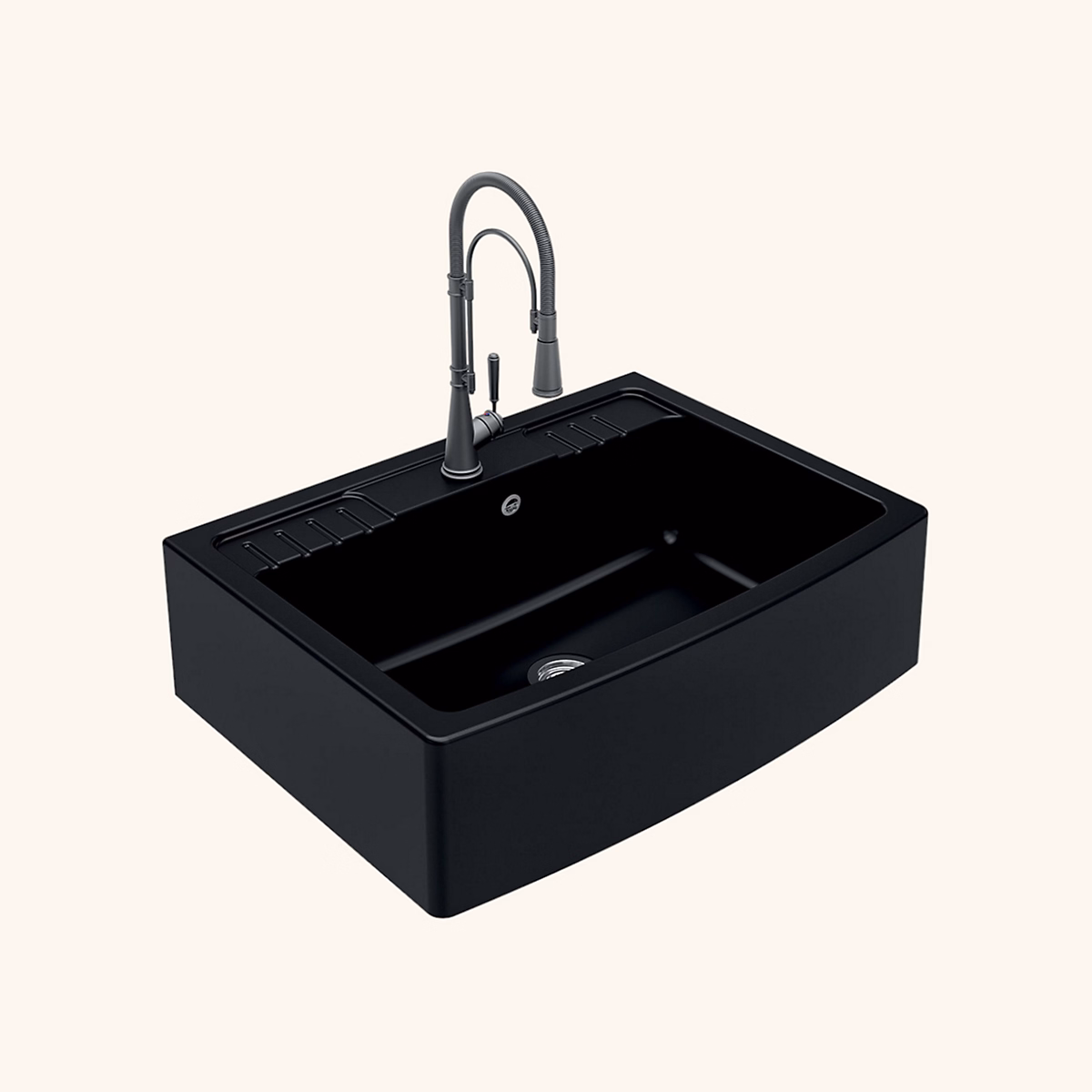 Evier de cuisine – Évier timbre d'office granit noir FOCA 1 bac