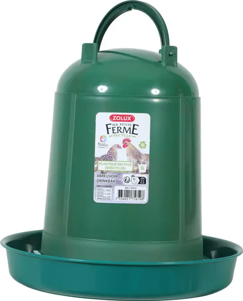 Bien utile au jardin：Abreuvoir pour basse-cour en plastique recyclé coloris vert Zolux Ma petite ferme - 3 L
