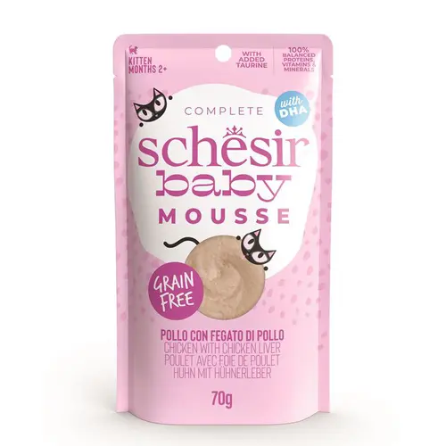 Facile jardin:Alimentation humide en sachet pour chat baby mousse poulet Schesir - 70 g