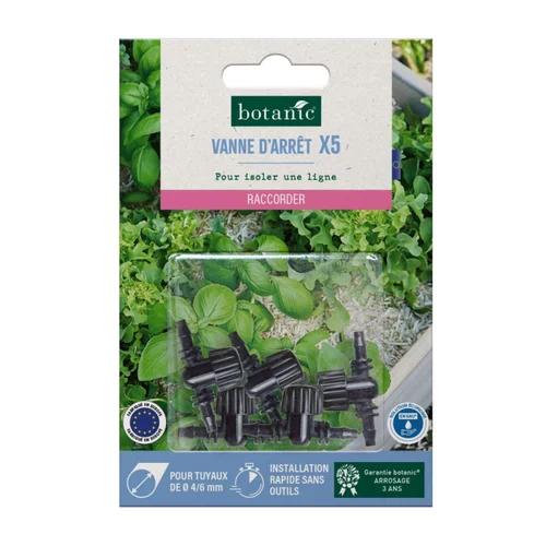 Bien au jardin：5 vannes d'arrêt pour tuyau Ø 4/6 mm botanic® - Arrosage goutte à goutte