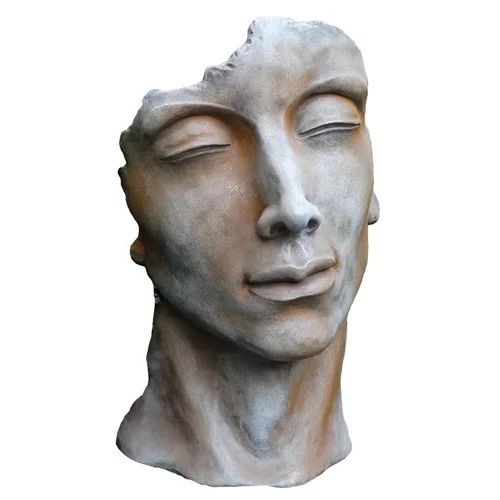 Solution maison:Statue de visage d’homme effet demi-rouille coloris gris 115 cm
