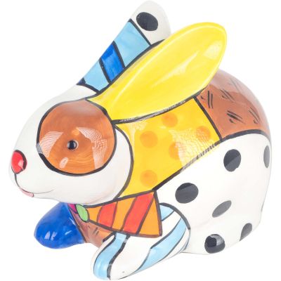 Tirelire en dolomite peinture multicolore (Lapin)