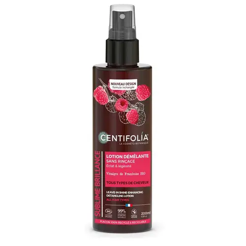 Au service de votre jardin:Lotion démêlante brillance sans rinçage au vinaigre de framboise bio Centifolia - 200 ml