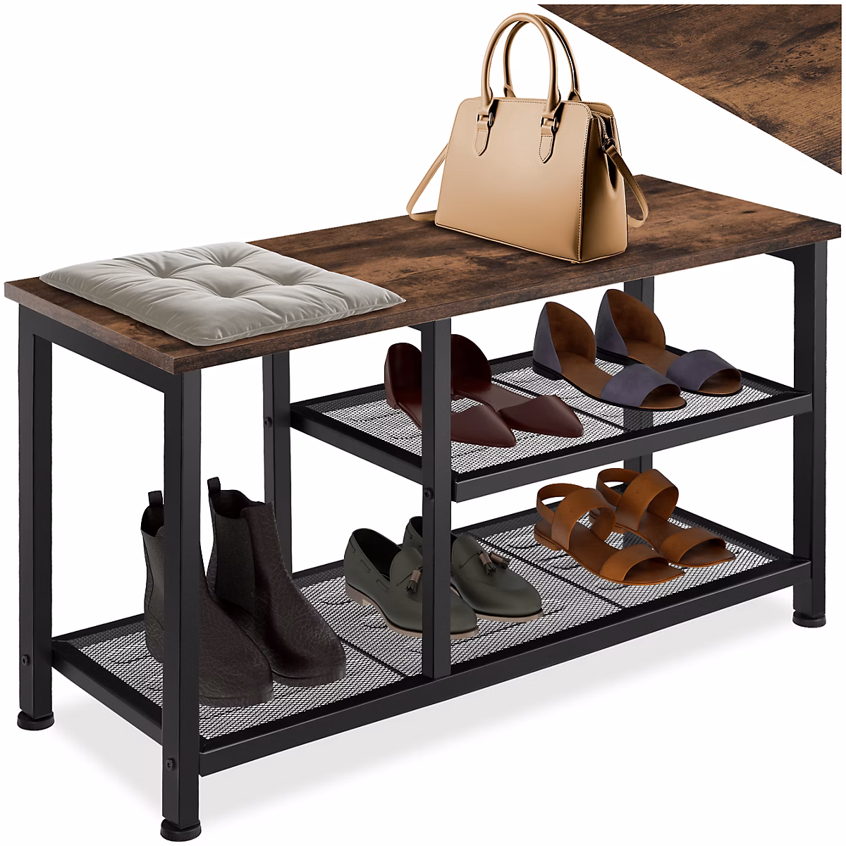 Étagère à chaussures style industriel Bois foncé industriel – rustique