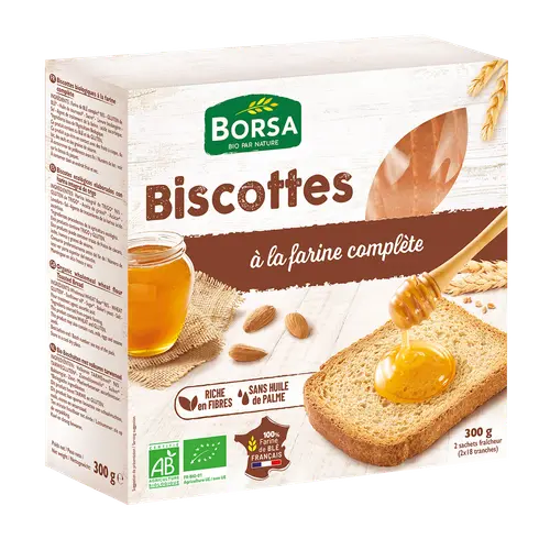 Jardin et pratique:Biscottes à la farine complètes bio - 300 gr