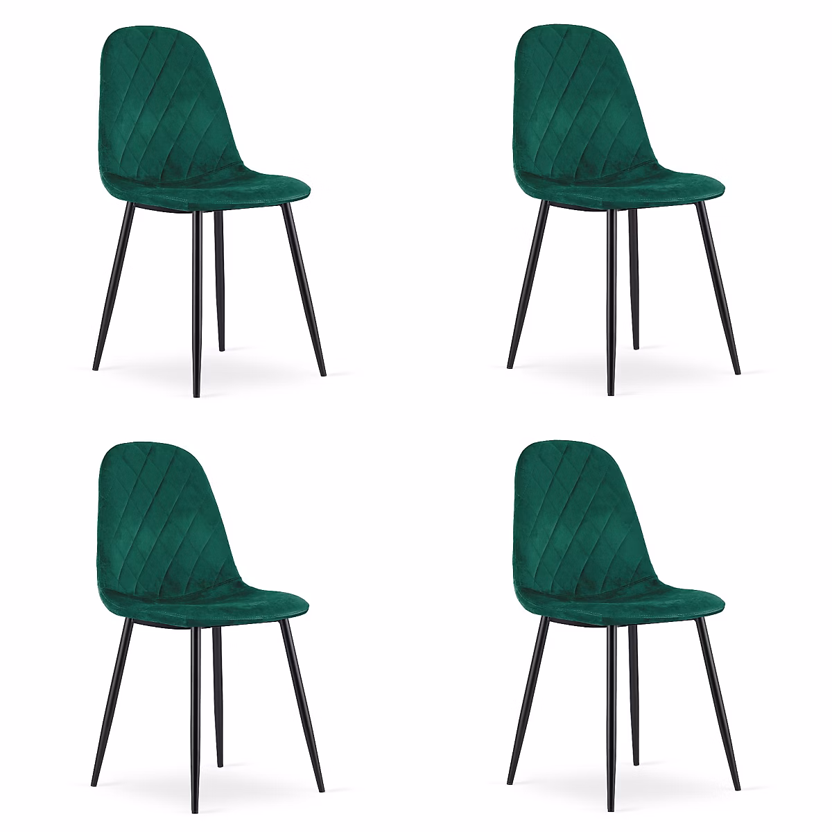 Chaise VALORA DAPI – Velours vert foncé moderne x 4