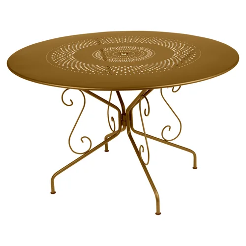 Pour vos espaces verts：Table Montmartre coloris marron en acier Fermob - Ø 117 x 74 cm