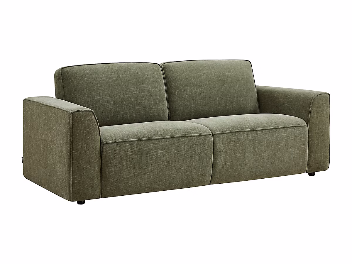 Canapé 3 places convertible express en tissu vert – Couchage 140 cm, Matelas 12 cm MOTETO