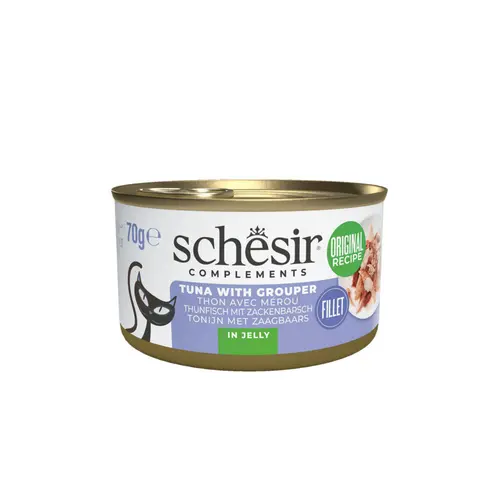 Vie dehors:Alimentation humide en gelée pour chat thon mérou Schesir - 70 g