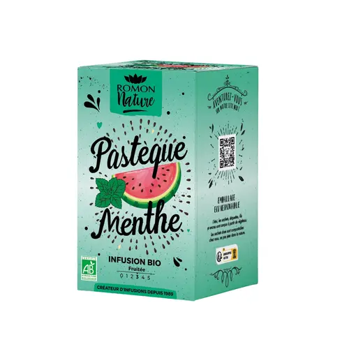 Jardin et pratique:Tisane plaisir bio menthe et pastèque Romon Nature - les 16 sachets