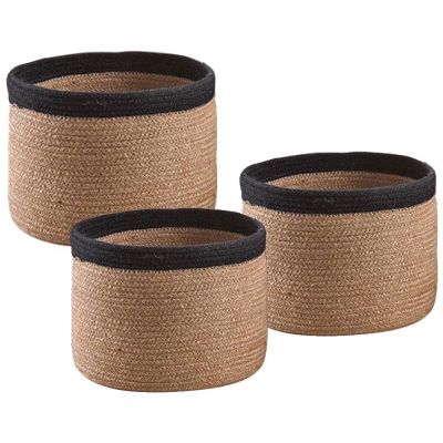 Cache-pot rond en jute (Lot de 3) (Naturel)