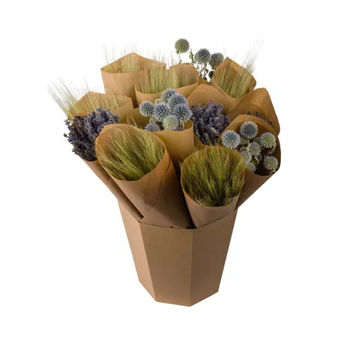 Tendance jardin：Botte de fleurs séchées coloris bleu - H 50 cm (Livré aléatoirement parmi plusieurs bottes assorties)