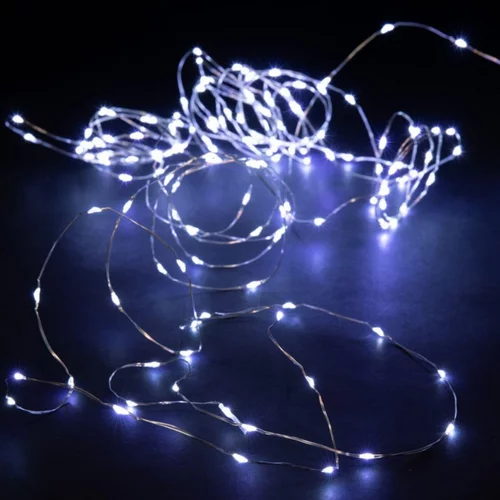Pensé pour vos extérieurs：Guirlande lumineuse micro LED à lumière fixe blanc pur sur secteur - 6,5 m