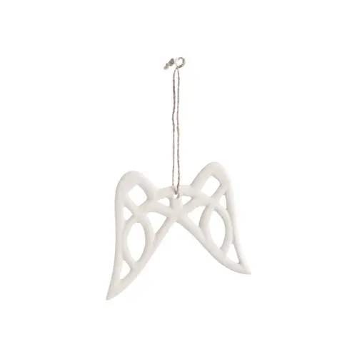Choix nature：Décoration à suspendre ailes d’ange en aluminium blanc - 9 x 10 cm
