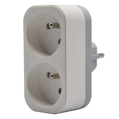 Pensé pour le jardin:Prise double biplite coloris blanc - 16 A x 230 V