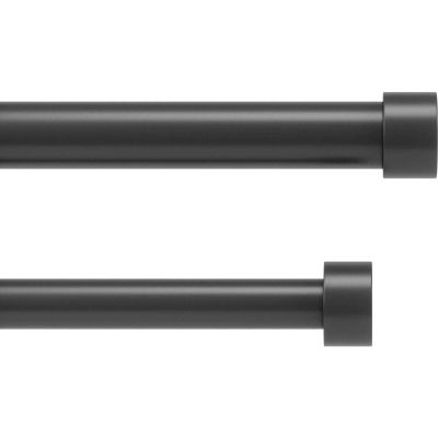 Tringle à rideaux double en acier brossé noir Cappa (Longueur réglable de 168 à 305 cm)