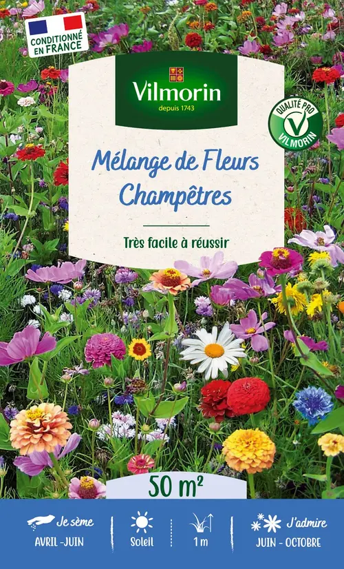 Jardin adapté：Mélange de fleurs 50 m² champêtre coloris multicolore Vilmorin jardin - 11,5 x 4,35 x 19 cm
