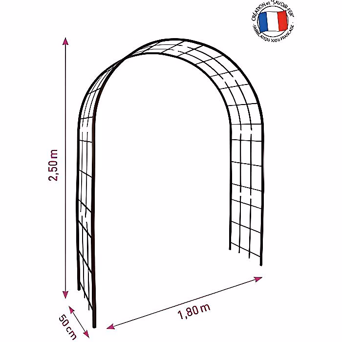Arche de jardin – Louis MOULIN, Modèle 3006, Fer vieilli, Métal époxy, 180 × 250 cm