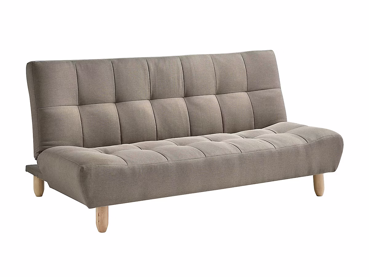 Canapé convertible – Canapé 3 places convertible clic clac en tissu taupe ESTEBAN