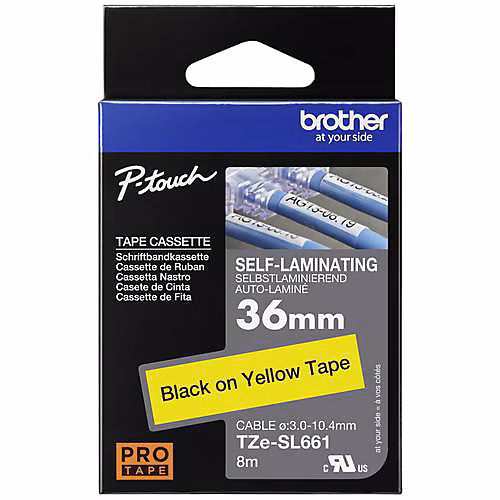 Brother TZe | SL661 bande auto – plastifiante 36 mm x 8 m – jaune – texte noir