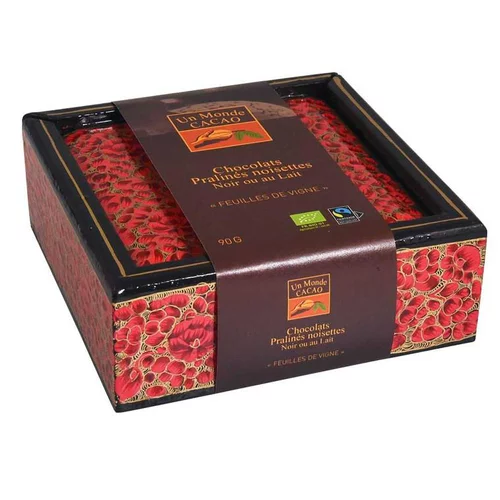 Univers végétal：Boite carrée feuille de vigne praliné Taloma – 90 g