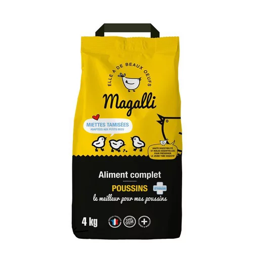 Une solution adaptée au jardin:Aliment complet pour poussin en sac jaune de 4 kg