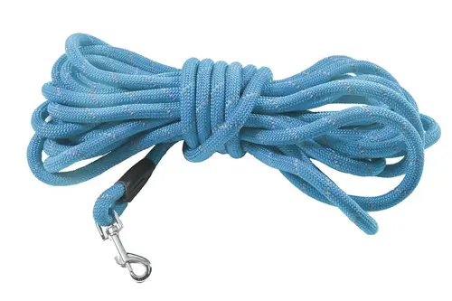 Pour profiter pleinement du jardin:Laisse pour chien en nylon rond coloris bleu Bobby Walk - 5 m