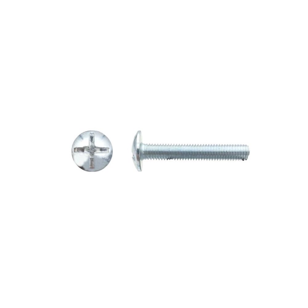 500 Vis Boulons Poêlier Tête Ronde Large Fendue en Croix 4 × 25 mm – NFE 25129, Zingué blanc, D-Work