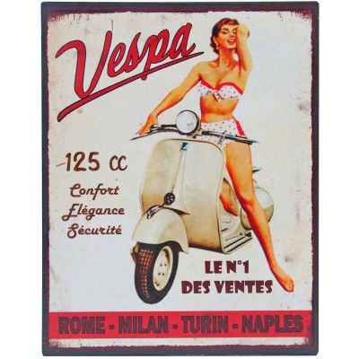 Plaque vintage en métal 22 x 28 cm (Vespa)