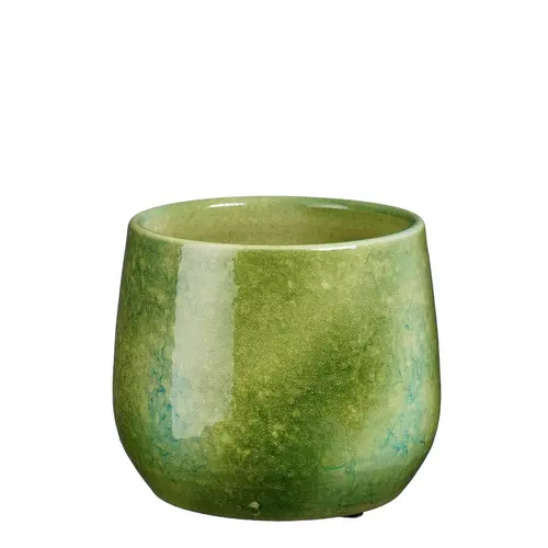 Essentiel maison:Pot rond coloris vert en terre cuite Hugo Mica Decorations - 15 x Ø 17 cm