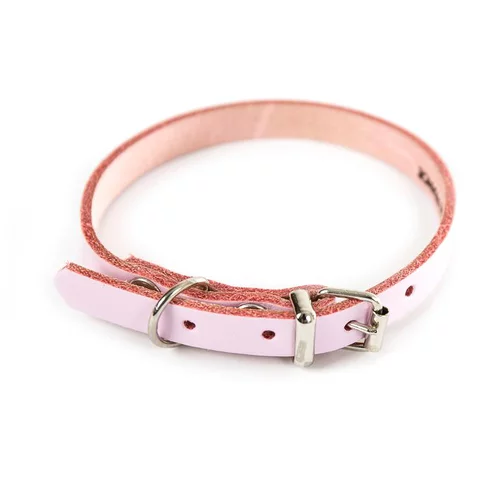 Une idée pour vos extérieurs：Collier cuir rose 10 mm x 31 cm