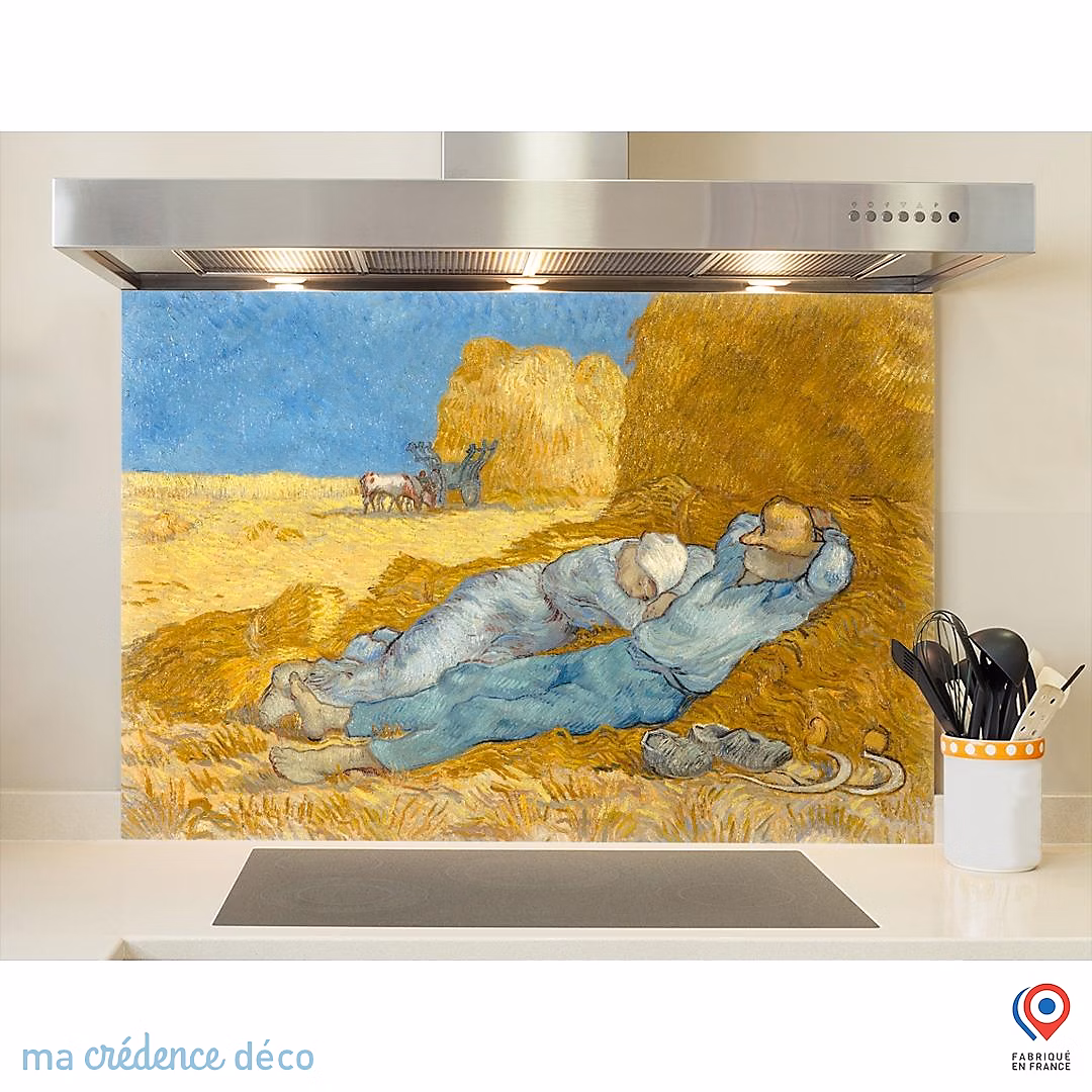 Crédence cuisine fond de hotte Vincent Van Gogh – La Méridienne, Verre trempé, L 90 cm x H 70 cm, MaCrédenceDéco
