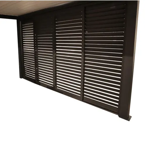 Idée simple:Claustra coulissant pour pergola autoportée coloris gris en aluminium - 3 m