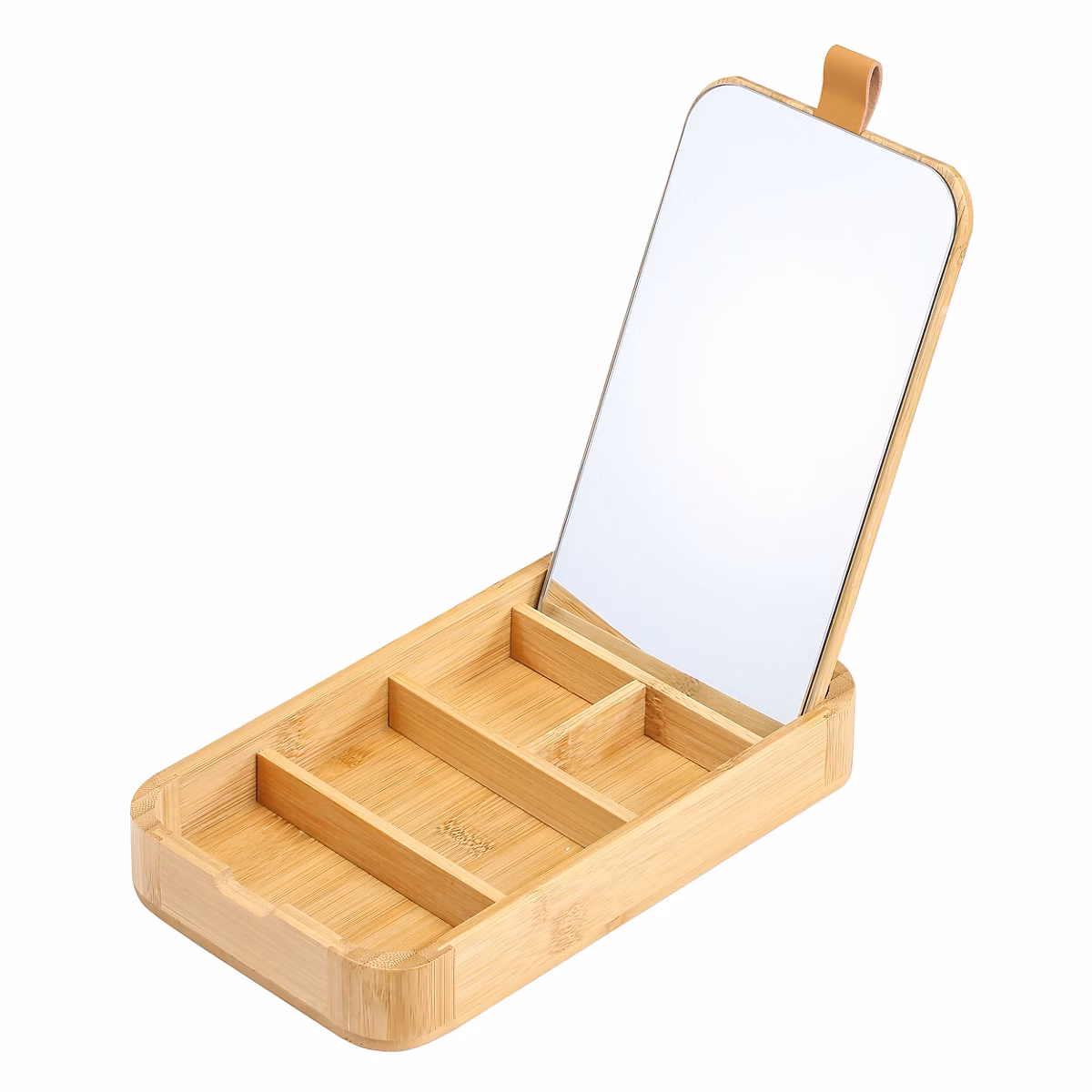 Boîte à bijoux avec miroir en bambou 14 × 24 cm Spirella Alais