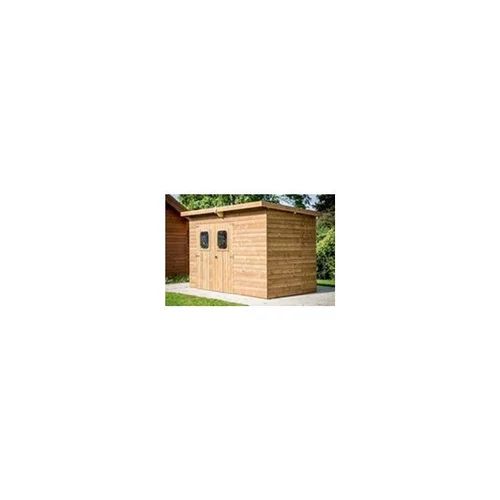 Jardin moderne:Abri en panneaux de bois d'épicéa thermo-chauffé 19 mm livré Foresta Bois Habrita - 7,33 m²
