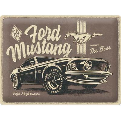 Plaque décorative en métal en relief 40 x 30 cm (Ford Mustang - The Boss)