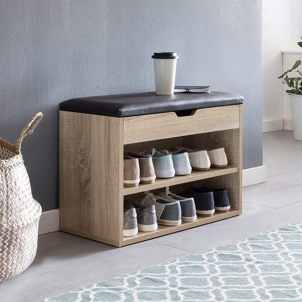 Banc de Rangement à Chaussure Entrée 60 × 40 × 30 cm Étagère a Chaussures FineBuy
