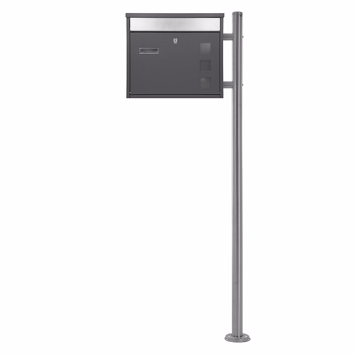 Boîte aux lettres anthracite – argent avec support métallisé 120cm+ kit de montage