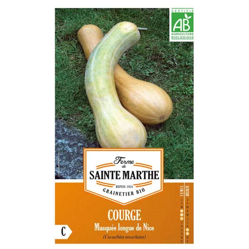 Idée nature:Graines de courge musquée longue de Nice bio Ferme de Sainte Marthe - graines à semer