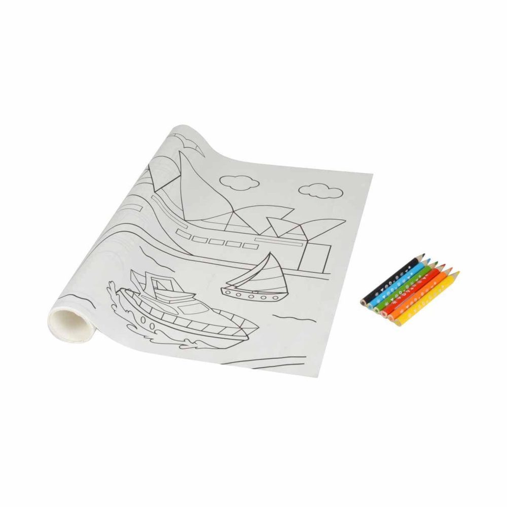 HOMEA Poster adhésif à colorier voyage 30x206cm blanc