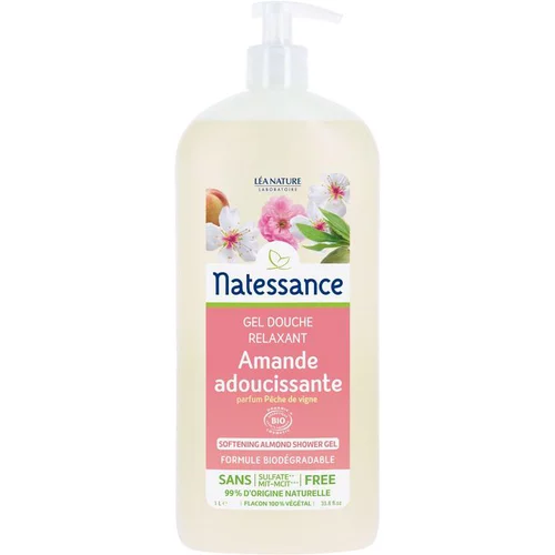 Espace vert utile:Gel douche Amande Pêche de vigne Flacon pompe 1 L blanc