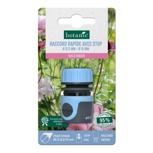 Un atout pour vos extérieurs:Raccord rapide avec stop botanic® pour tuyaux Ø 12,5 mm / Ø 15 mm