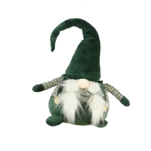 Idée au jardin:Gnome gros nez vert et gris en tissu 27x21x49 cm