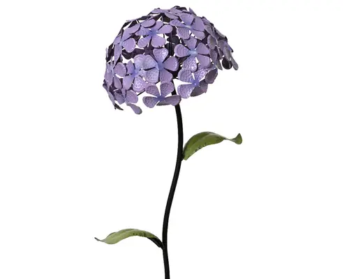 Extérieur malin:Pique de jardin fer hortensia coloris violet en fer - 24 x 24 cm