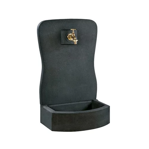 Jardin moderne:Fontaine murale en pierre reconstituée coloris anthracite Hairie Grandon - 81 cm