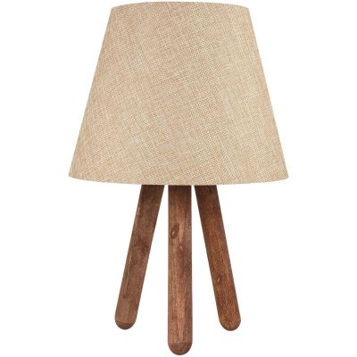 Lampe à poser trepieds bois et tissu Carla (Hêtre et crème)