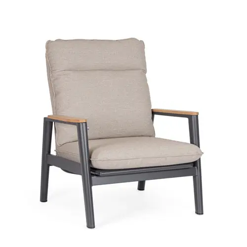 Jardin plaisir:Fauteuil inclinable en aluminium anthracide Miguel Pélican