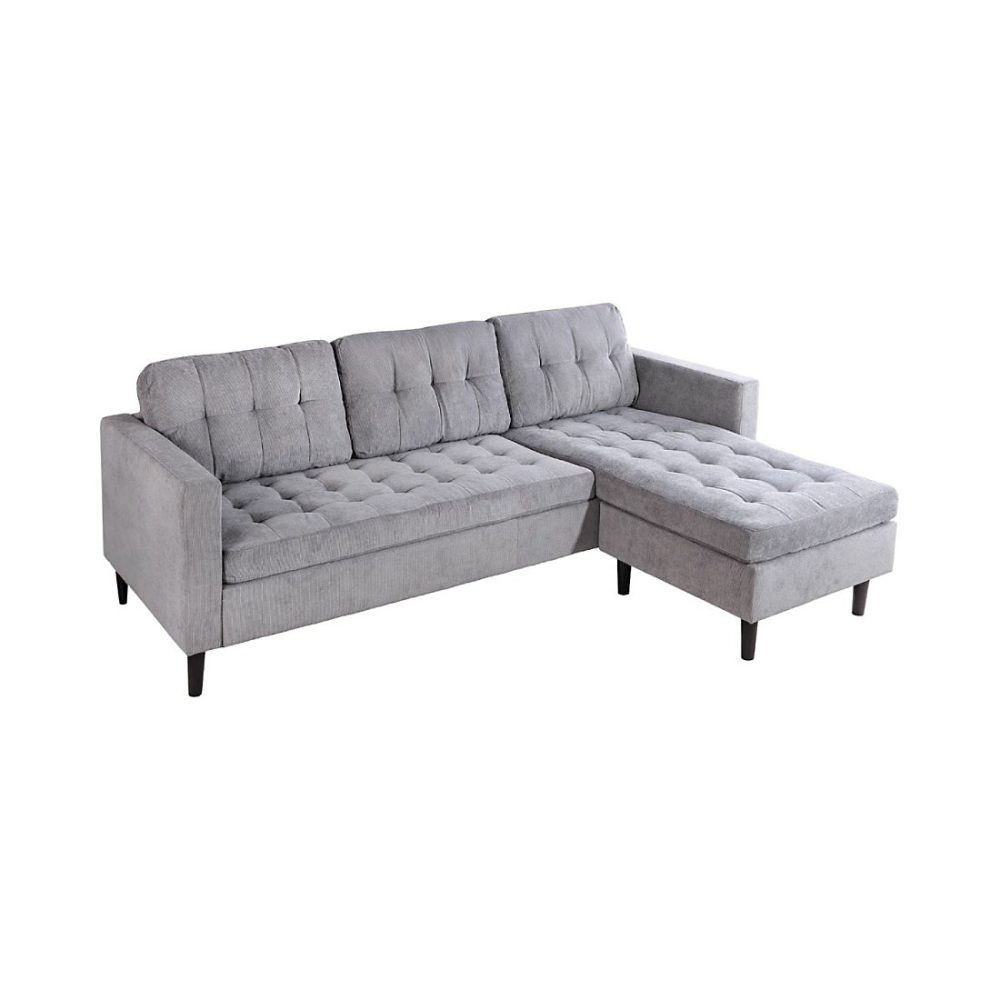 Canapé dangle CITY gris clair capitonné réversible Canapé contemporain en tissu côtelé – Réf. PVCNEWEOF8888733444