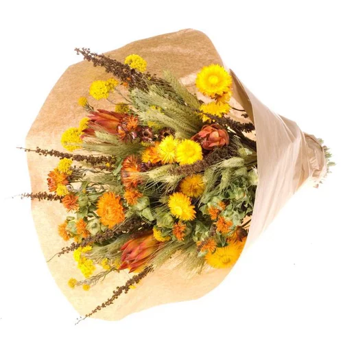 Idée extérieure:Bouquet de fleurs séchées Naturalys mix jaune/orange XL - Ø 25/30 x H 50 cm